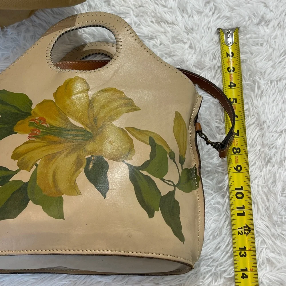 PATRICIA NASH Tan and Brown FLOWER Leather Bag WITH DUST BAG SOME SMALL MARKS - Picture 11 of 13